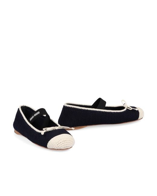 Miu Miu Blue Crochet Two-Toned Ballerina Flats