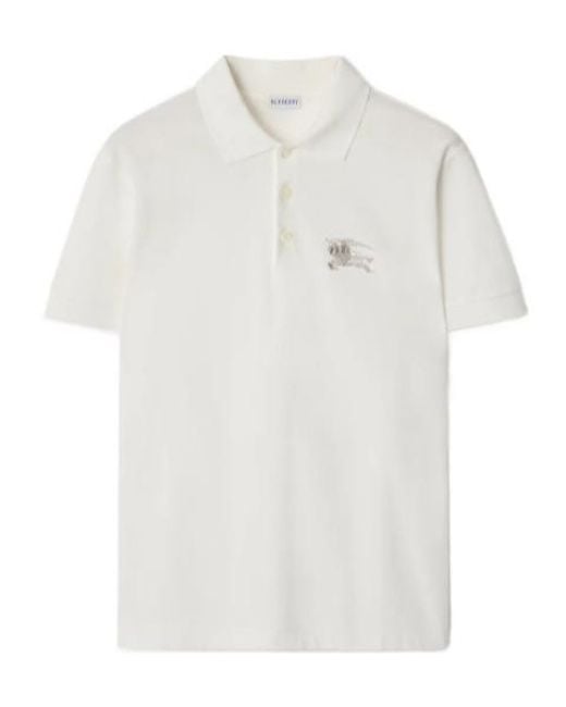 Burberry White Ekd Embroidered Short-Sleeve Polo Shirt for men