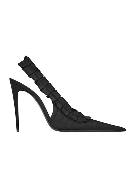 Saint Laurent Black Micher 110 Ruffled Heeled Pumps