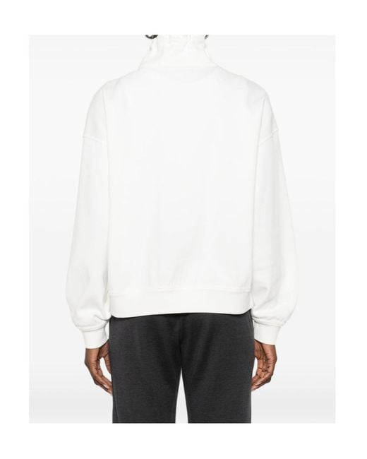 Brunello Cucinelli White Quater-Zip Detailed Sweatshirt