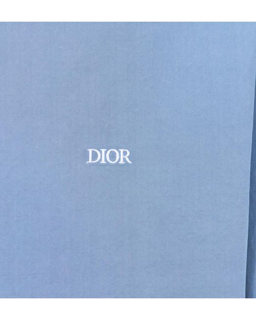 Dior Blue Homme Logo Embroidered Long-Sleeved Shirt for men