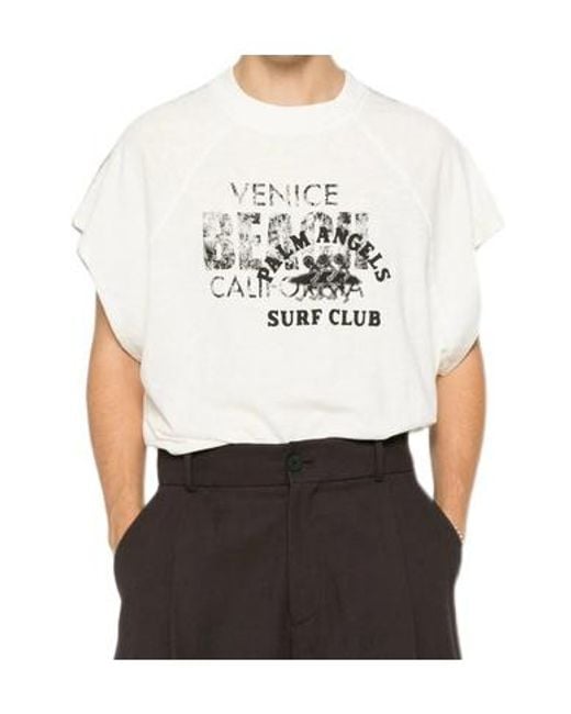 Palm Angels White Printed T-Shirt for men