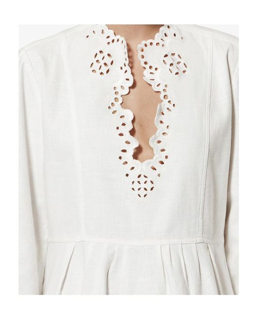 Isabel Marant White Isabel Marant Étoile Tianny Long Sleeve Midi Dress