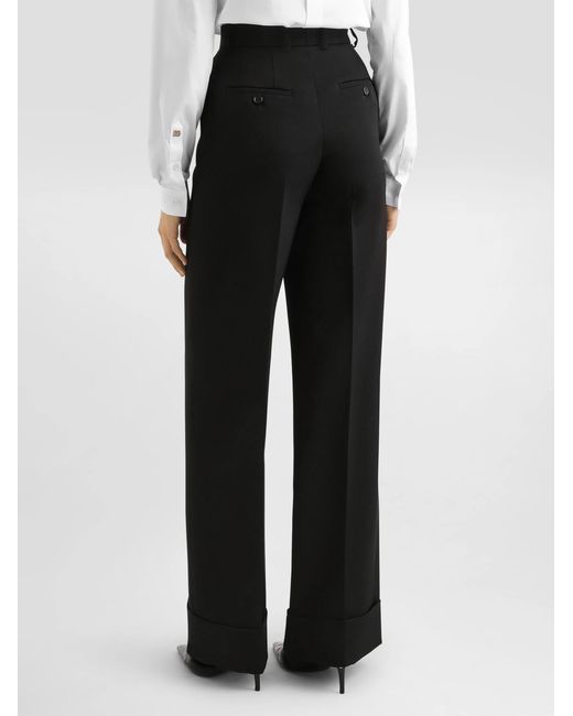 Dolce & Gabbana Black Straight Leg Gabardine Trousers