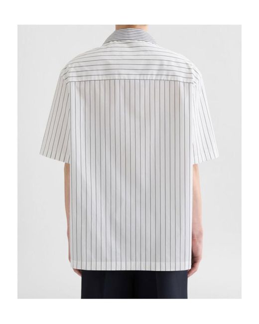 Jil Sander White Lightweight Striped Shirt for men