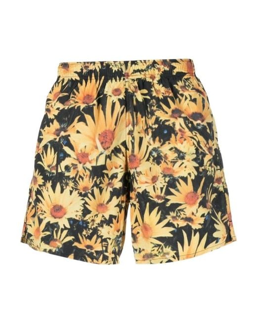 Jil Sander Yellow Sunflower-Print Swim Shorts for men