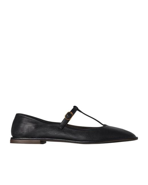 The Row Square T-Strap Flat Shoes in Black | Lyst