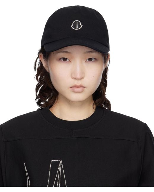 Moncler Black Moncler Rick Owens Logo Embroidered Baseball Cap for men