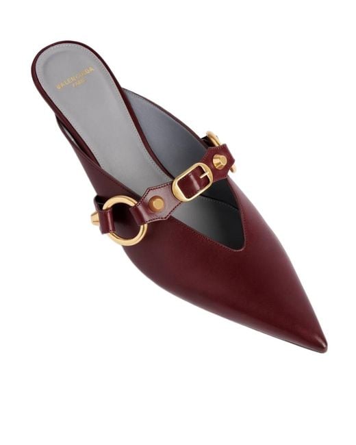 Balenciaga Brown City Buckled Pointed Mules