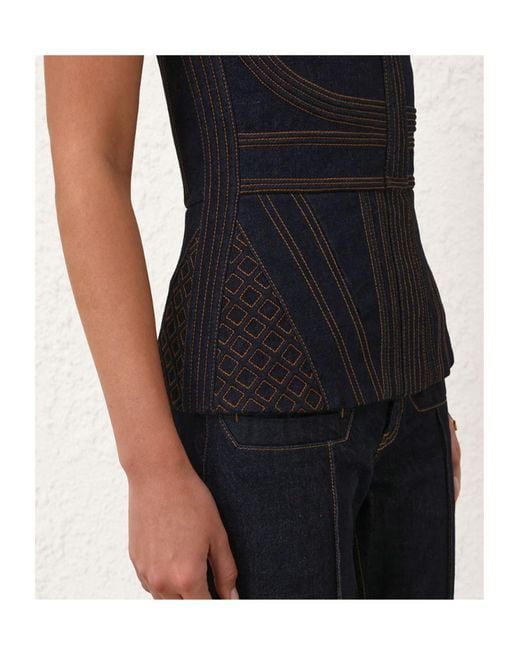 Zimmermann Black Corded Denim Corset
