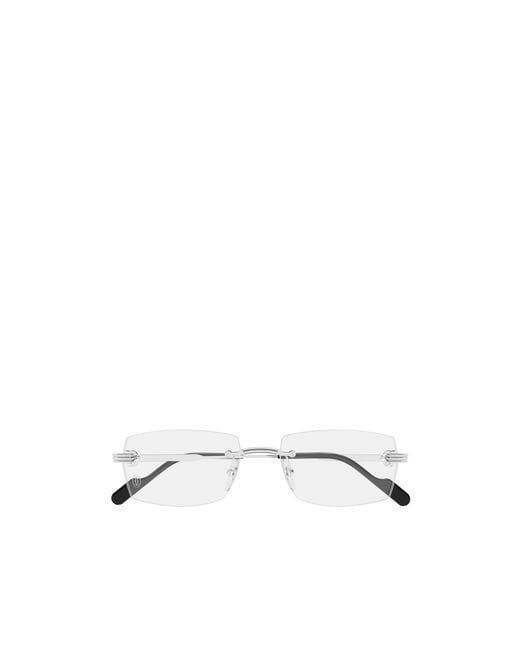 Cartier White Rimless Rectangular Glasses for men