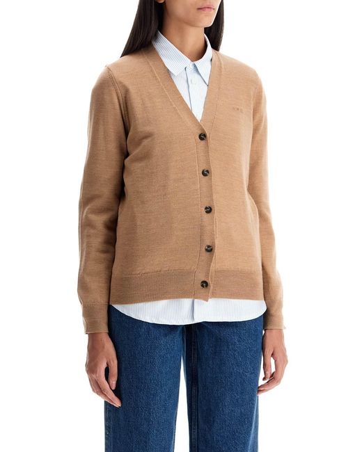 A.P.C. Natural Salome Logo Embroidered Cardigan