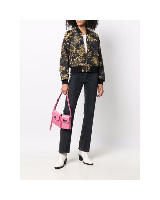 Versace Jeans Black Baroque Print Bomber Jacket