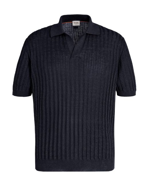 Tod's Blue V-Neck Knit T-Shirt for men