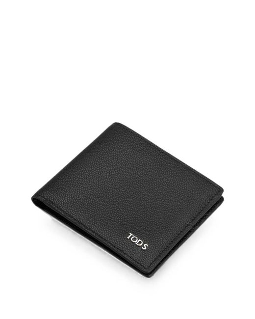 Tod's Black Logo-Plaque Pebbled-Leather Wallet for men