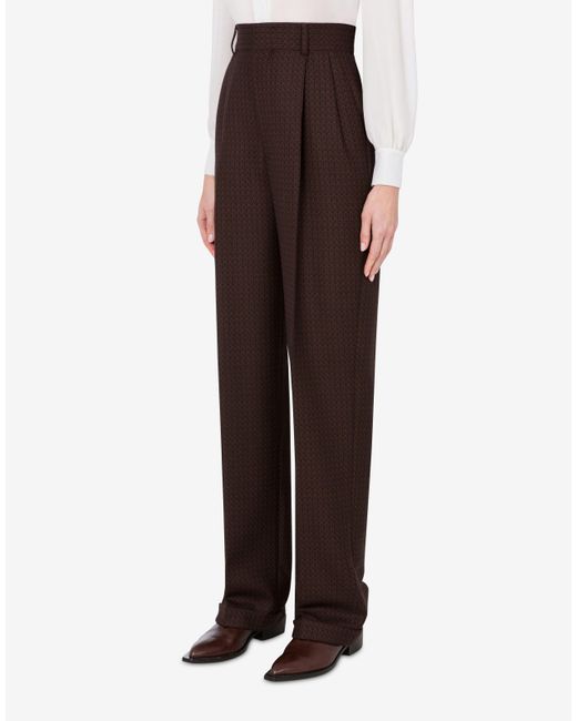 Moschino Brown Belt Loop Wool Casual Pants