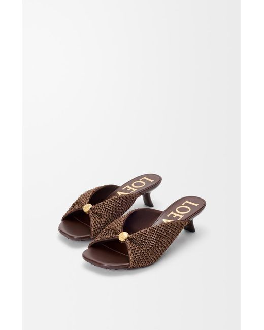 Loewe Brown Raffia-Effect Sandals
