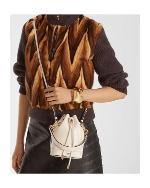 Fendi White Mon Tresor Drawstring Mini Bucket Bag