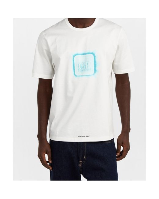 C P Company White Front Logo T-Shirt for men
