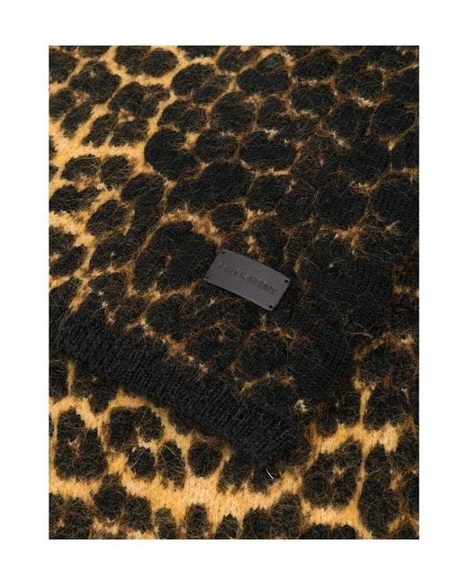 Saint Laurent Black Leopard Scarf for men