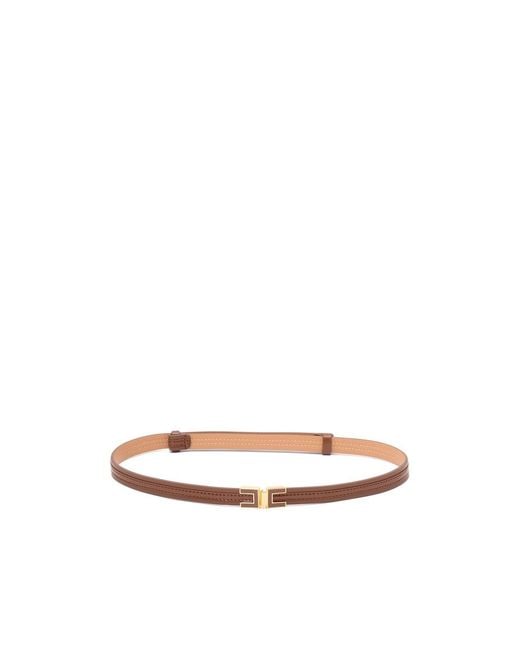 Elisabetta Franchi White Logo-Plaque Belt