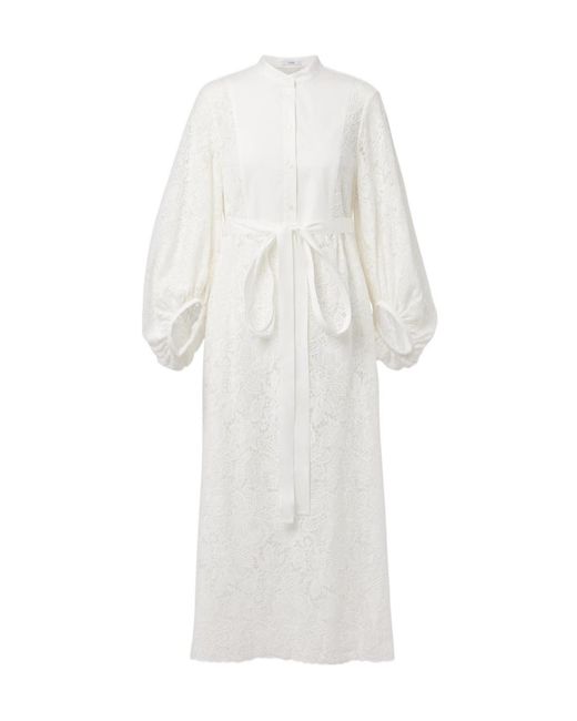 Erdem White Embroidered Cotton Lace Midi Dress