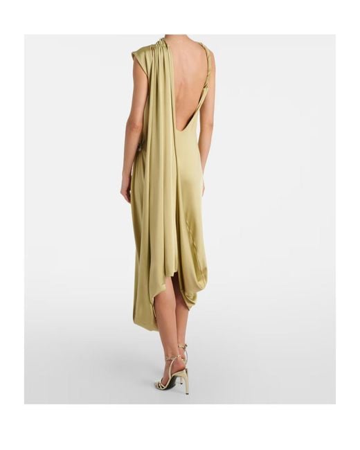 Victoria Beckham Green Embellished Satin Midi Dress
