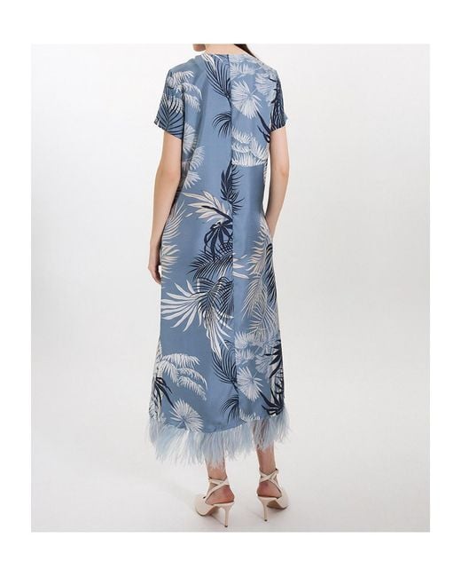 Marella Blue Printed Short-Sleeve Dress