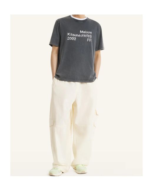 Maison Kitsuné Black Maison Kitsuné 2002 Logo T-Shirt for men