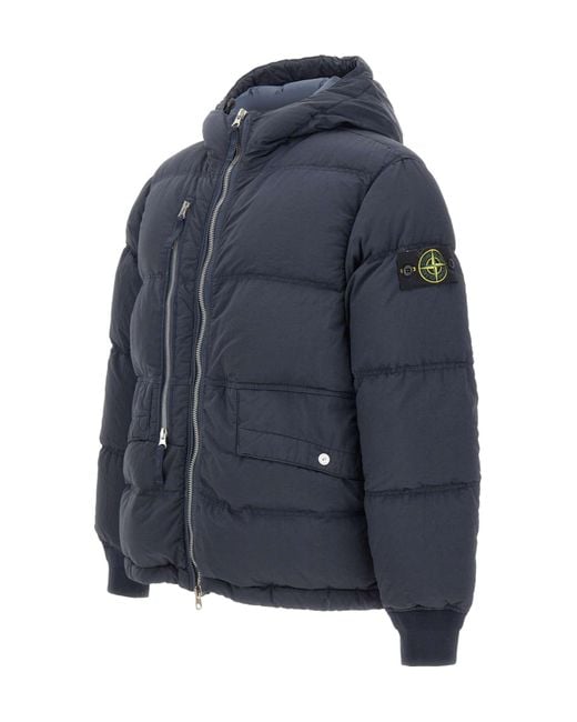 Stone Island Blue Logo Patch Zipped Jacket for men