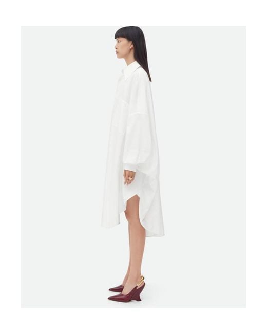 Bottega Veneta White Half-Buttoned Shirt Dress