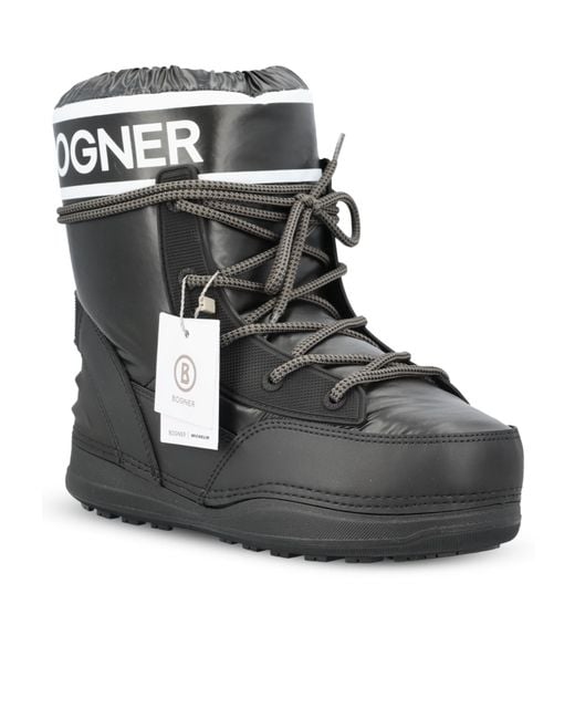 Bogner Black Logo Lace-Up Boots