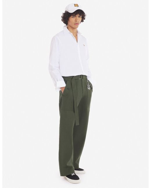 Maison Kitsuné Green Maison Kitsuné Mid-Waisted Straight-Leg Trousers for men