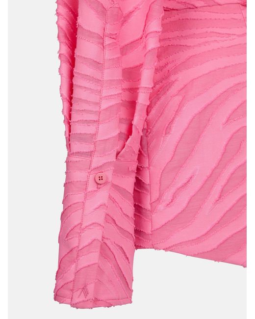 The Attico Pink The Frayed Edge Zebra Printed Shirt Dress