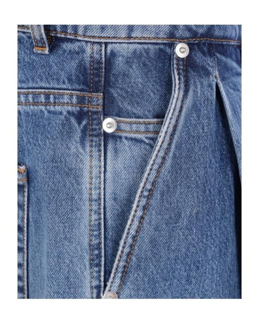 Hed Mayner Blue Pleated Wide-Leg Jeans for men
