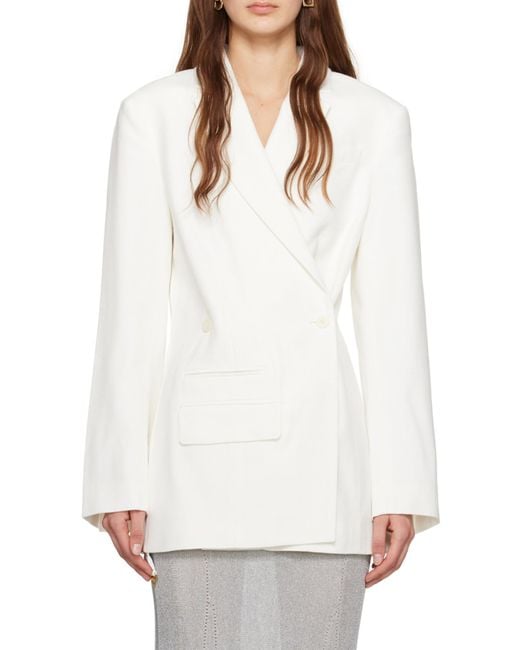 Jacquemus White Crossover Double-Breasted Blazer
