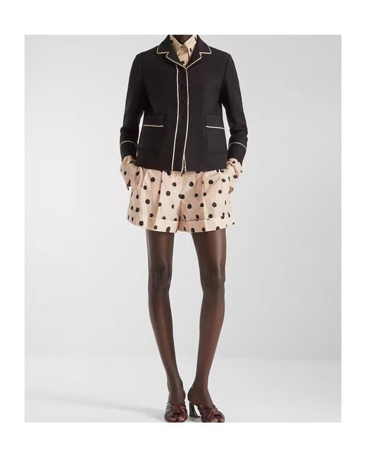Fendi Natural Falena Dots Printed Turn-Up Hem Shorts