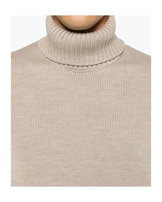 Zanone Brown Ribbed-Knit Roll-Neck Sweater for men