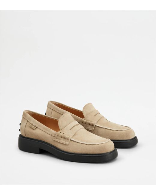 Tod's Brown Penny-Slot Suede Loafers