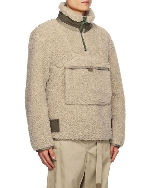 Sacai Natural Faux-Shearling Zip-Pocket Sweatshirt for men