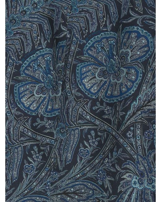 Etro Blue V-Neck Floral Printed Blazer for men