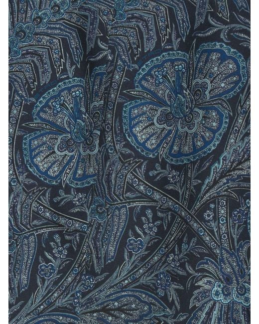 Etro Blue V-Neck Floral Printed Blazer for men