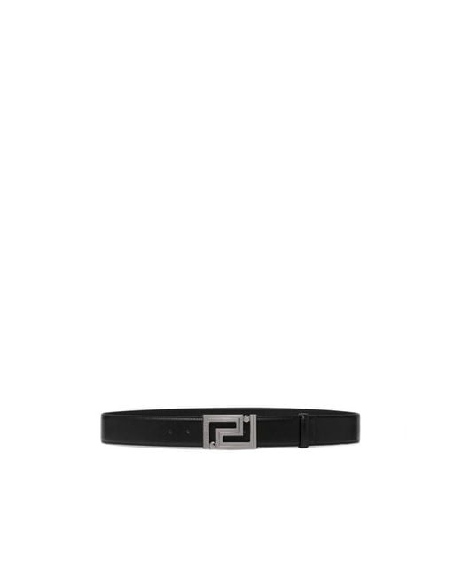Versace White Greca Logo Engraved Belt for men
