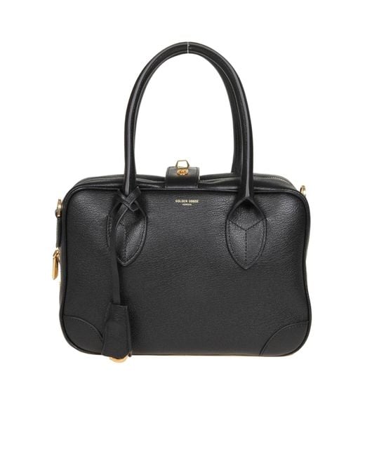 Golden Goose Deluxe Brand Black Rectangular Logo Printed Tote Bag