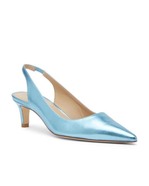Stuart Weitzman Blue Metallic-Effect Pointed Pums