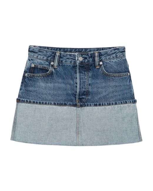 Alexander Wang Blue Turnback Hem Denim Mini Skirt