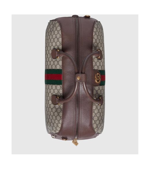 Gucci Brown Gg Supreme Web Band Duffle Bag for men