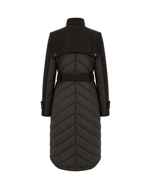 Patrizia Pepe Black Quilted Panelled Coat