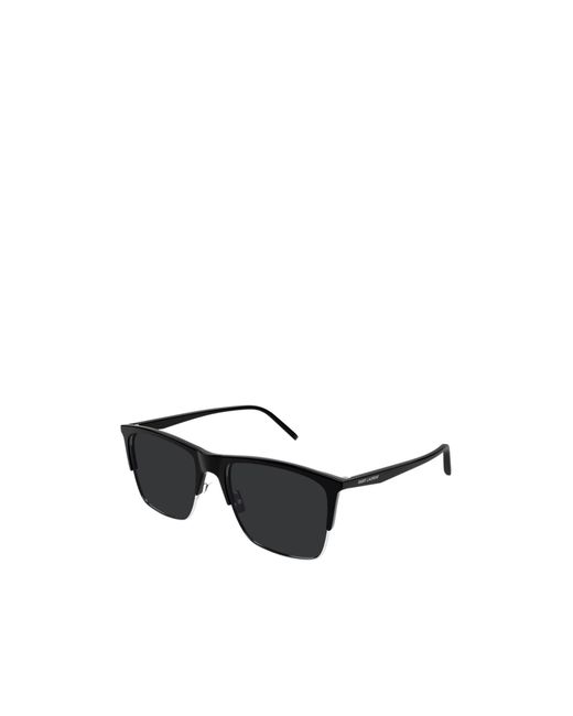 Saint Laurent White Half Frame Rectangular Sunglasses for men