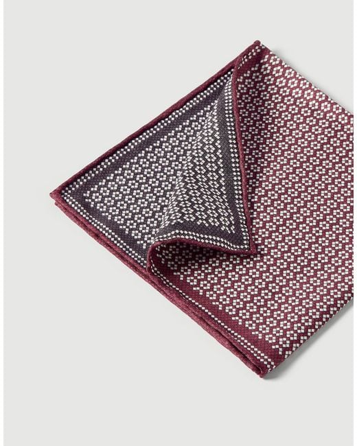 Brunello Cucinelli Purple Silk Geometric-Pattern Pocket Square for men